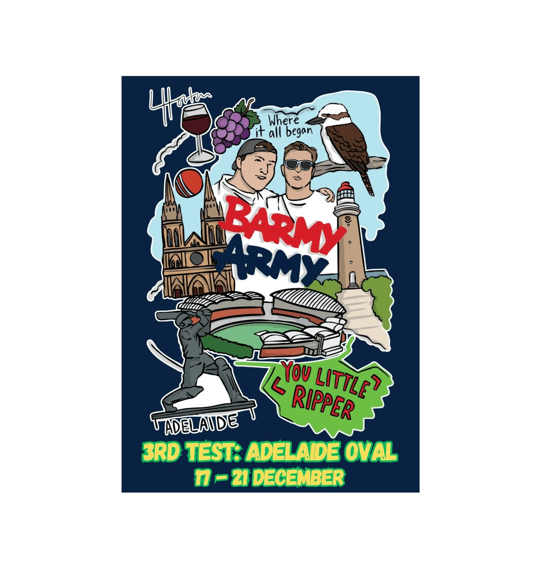 Barmy Army x Luke Horton Adelaide Postcard