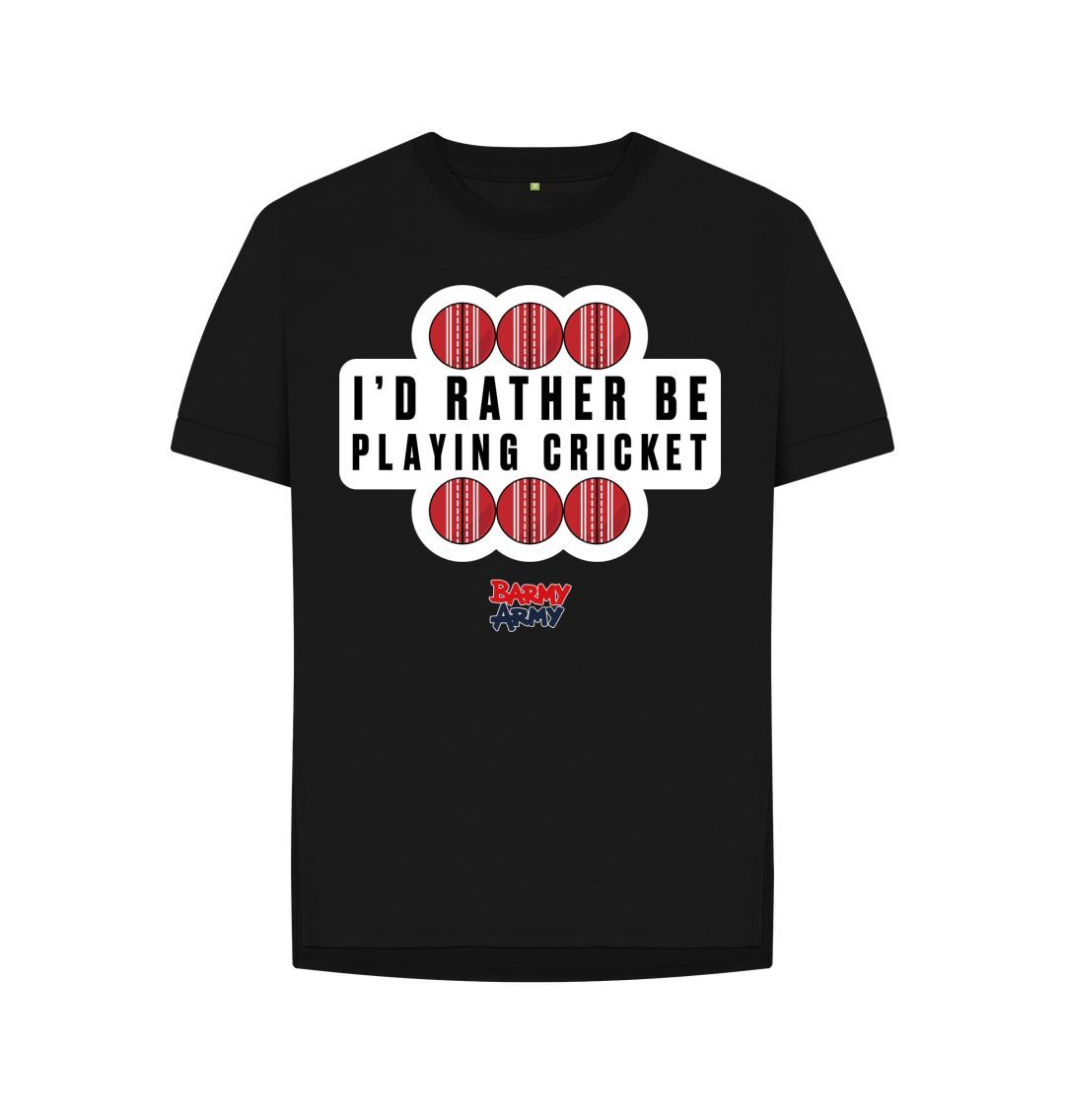 Black Barmy Army Playing Cricket Relaxed Fit Tee - Ladies