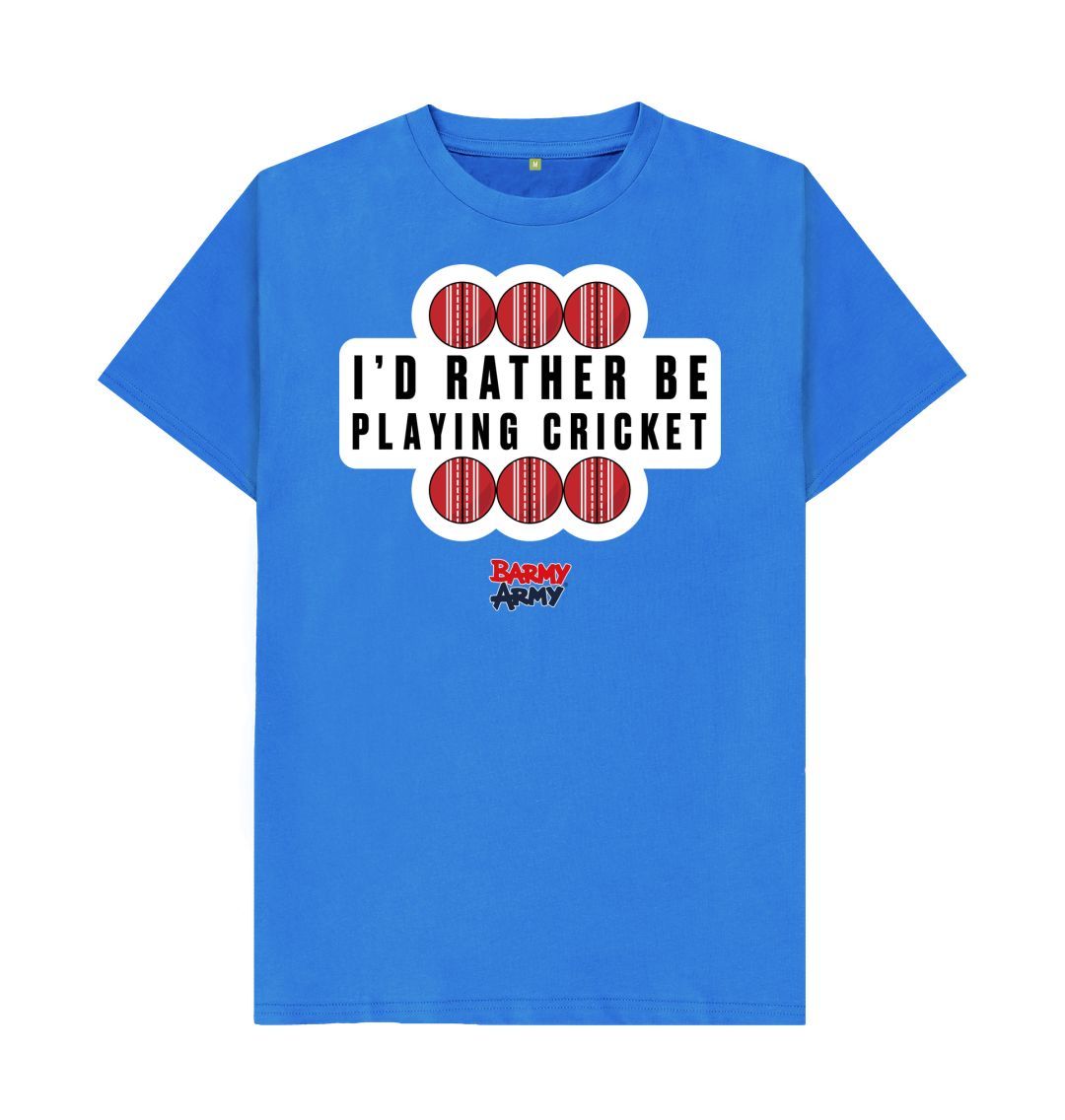 Bright Blue Barmy Army Playing Cricket Tee - Men's