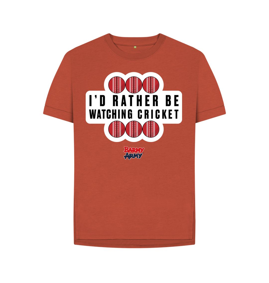 Rust Barmy Army Watching Cricket Relaxed Fit Tee - Ladies