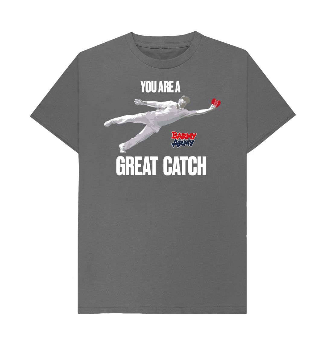 Slate Grey Barmy Army Great Catch Slogan Tee - Men's