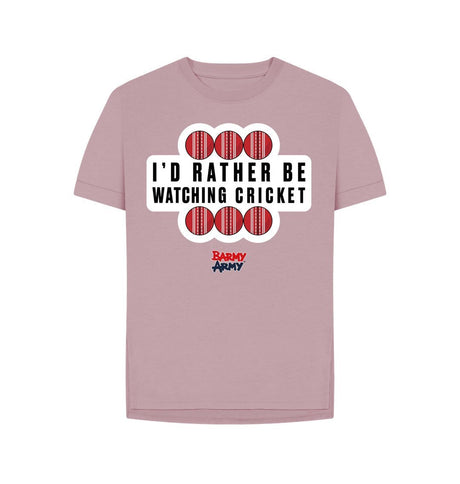 Mauve Barmy Army Watching Cricket Relaxed Fit Tee - Ladies